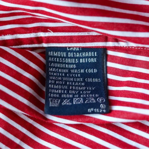 Ralph Lauren Red and White Striped Button-Down Shirt SLIM FIT - Picture 13 of 13